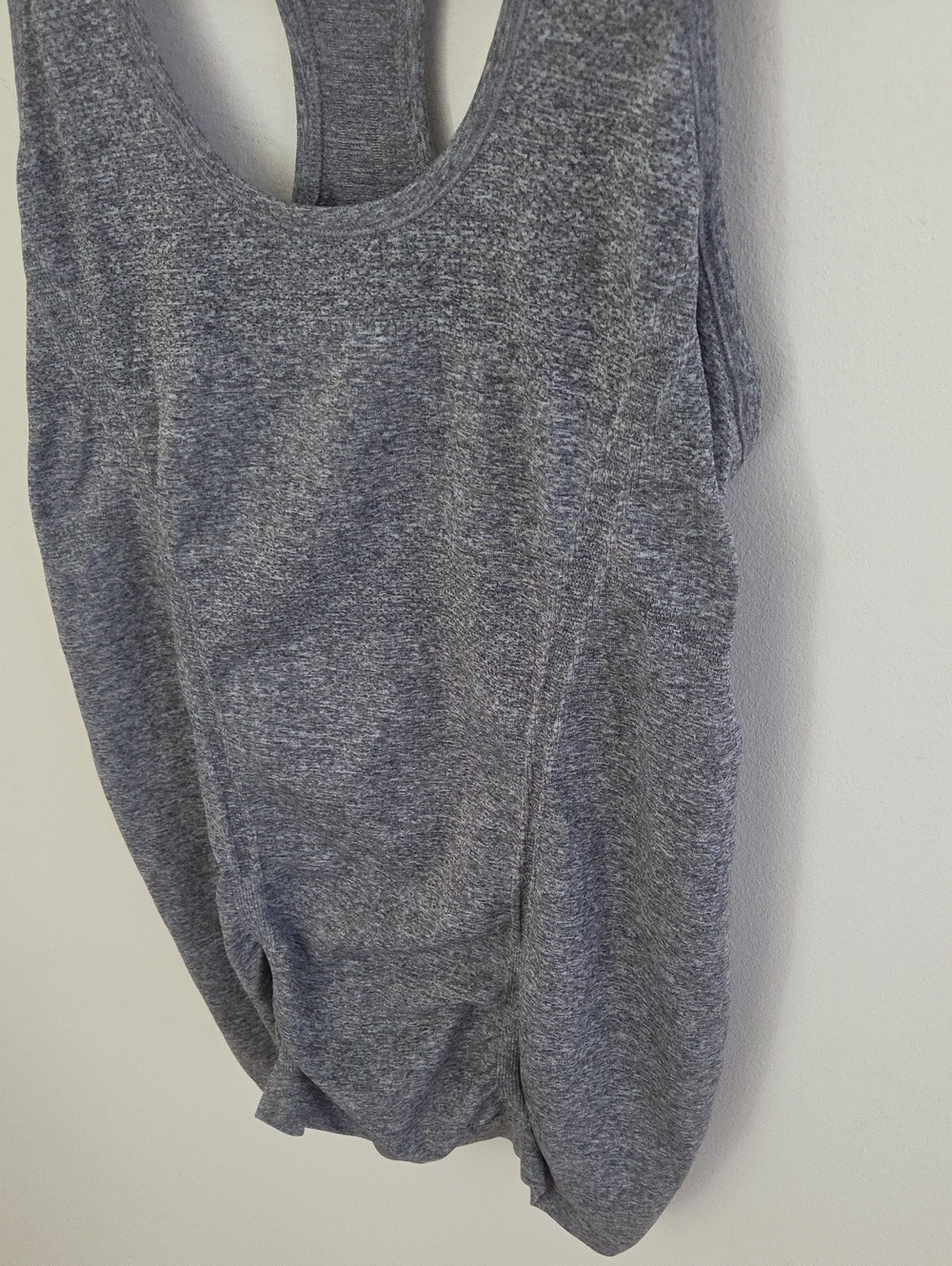 Athleta Fastest Track Racerback Ruched Tank Top - Gray Large - Picture 4 of 6